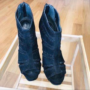 ALDO/ BLACK RHINESTONE HIGH HEEL BOOTIES